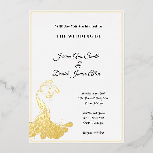 孔雀結婚箔招待状 箔招待状 (正面)