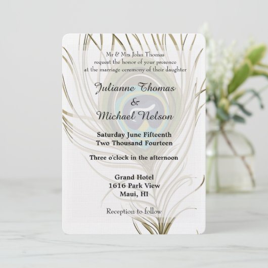 孔雀結婚羽 招待状 (スタンド正面)