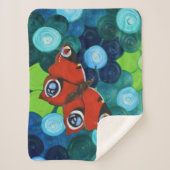 孔雀絵画蝶 シェルパブランケット (正面)