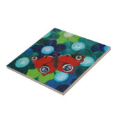 孔雀絵画蝶 タイル (側面)