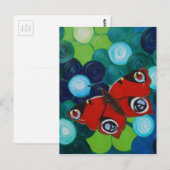 孔雀絵画蝶 ポストカード (正面/裏面)