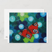 孔雀絵画蝶 ポストカード (正面/裏面)