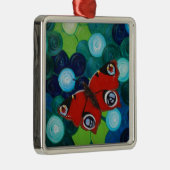 孔雀絵画蝶 メタルオーナメント (右)