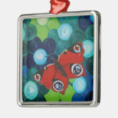 孔雀絵画蝶 メタルオーナメント (左)