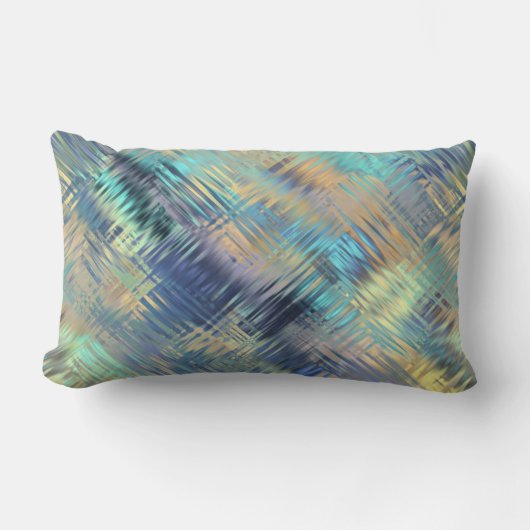 孔雀色のモダンによって走り書きされる格子縞 ランバークッション (正面)