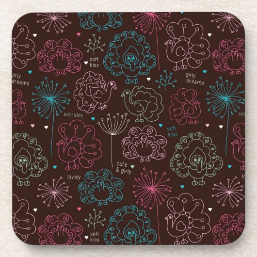 孔雀花のインドの壁紙のヴィンテージ コースター (正面)