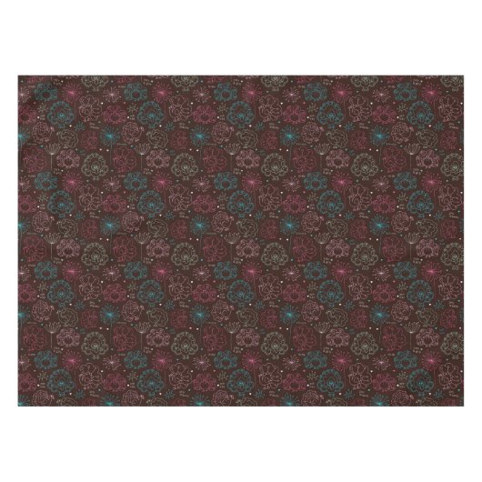 孔雀花のインドの壁紙のヴィンテージ テーブルクロス (正面(横))