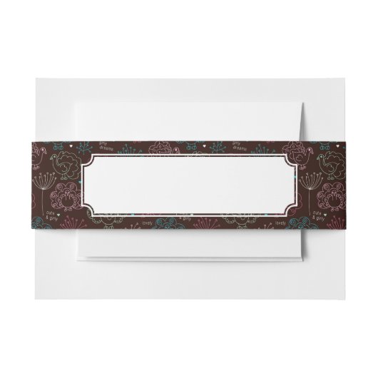 孔雀花のインドの壁紙のヴィンテージ 招待状ベリーバンド (正面例)