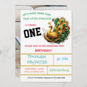 孔雀誕生祝い- 1年！ 招待状 (正面/裏面)