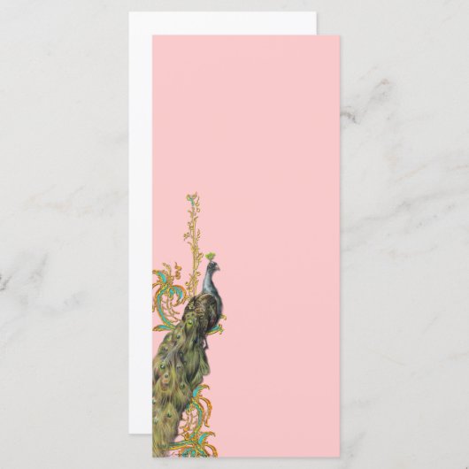 孔雀金ゴールドフィリグリーラックカードブックマーク招待状 (正面/裏面)