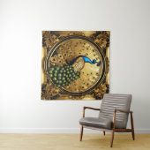 孔雀金ゴールド及び黒色装飾枠 タペストリー (インサイチュ(横))