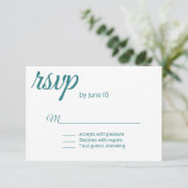 孔雀青最小主義の結婚RSVPのカード 出欠カード (スタンド正面)