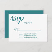 孔雀青最小主義の結婚RSVPのカード 出欠カード (正面/裏面)