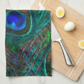 孔雀鮮やか羽エッチングスタイルデコール キッチンタオル (四つ折り)