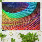 孔雀鮮やか羽 キッチンタオル (折り畳み)