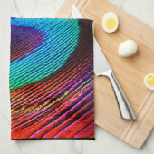 孔雀鮮やか羽 キッチンタオル (四つ折り)