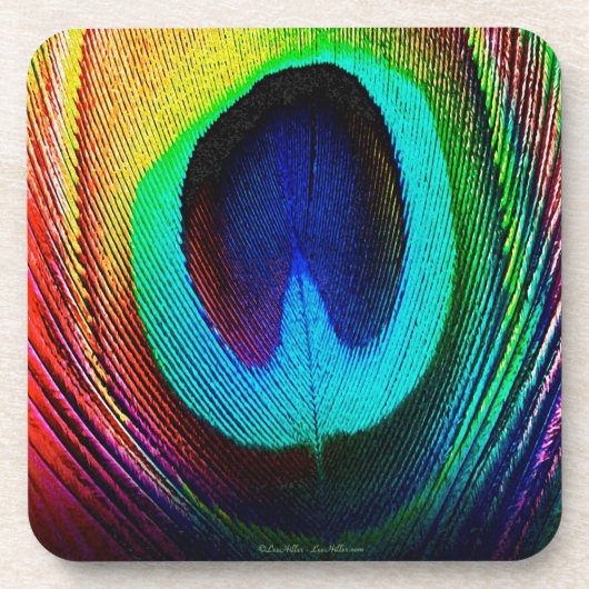 孔雀鮮やか羽 コースター (正面)