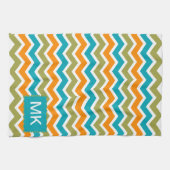 孔雀鮮やか部族ジグザグ キッチンタオル (横)