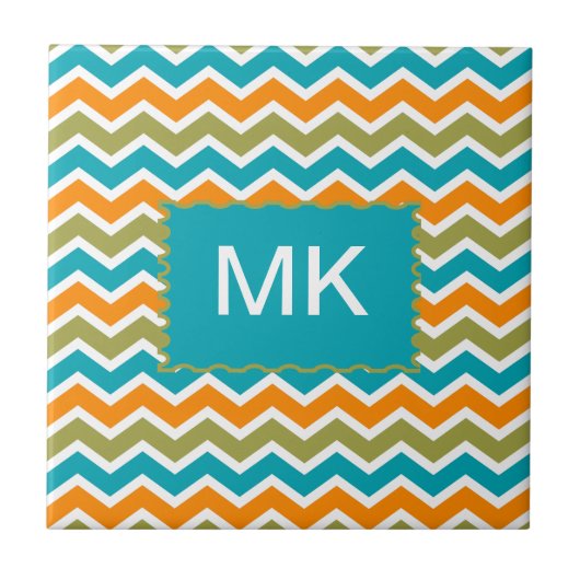 孔雀鮮やか部族ジグザグ タイル (正面)