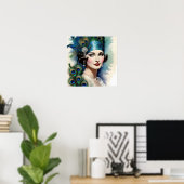 孔雀20代の美しい女性 ポスター (ホームオフィス)