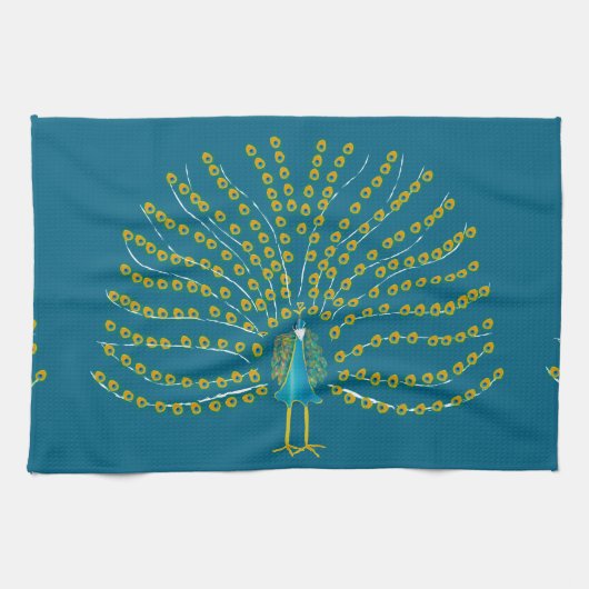 孔雀 キッチンタオル (横)