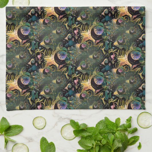 孔雀 キッチンタオル (折り畳み)