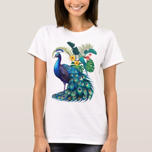 孔雀 – シャツに完璧なエレガンス Tシャツ (正面)