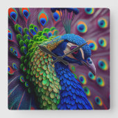 孔雀 スクエア壁時計 (正面)