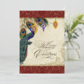 孔雀&フェザーフォーマルクリスマス飾りカード シーズンカード (スタンド正面)