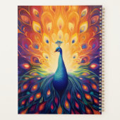 孔雀 – ブルーグリーンピンクオレンジイエローフェザー プランナー手帳 (裏面)