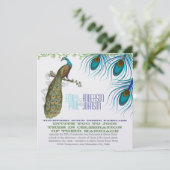 孔雀 ヴィンテージ 3 羽根 孔雀付き 招待状 (スタンド正面)