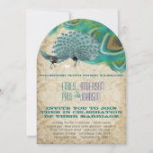 孔雀 ヴィンテージ 4 羽毛 孔雀とともに 招待状 (正面)