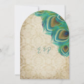 孔雀 ヴィンテージ 4 羽毛 孔雀とともに 招待状 (裏面)