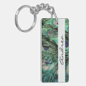 孔雀，孔雀，孔雀の尾，あなたの名前 キーホルダー (正面左)