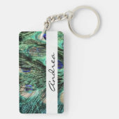 孔雀，孔雀，孔雀の尾，あなたの名前 キーホルダー (裏面)