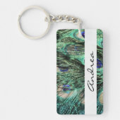 孔雀，孔雀，孔雀の尾，あなたの名前 キーホルダー (正面)