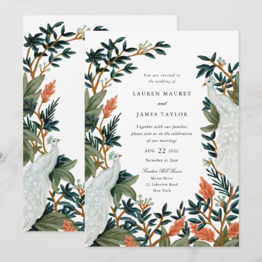 孔雀 招待状 (正面/裏面)