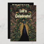 孔雀 - 結婚記念日 招待状 (正面/裏面)