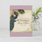 孔雀&羽ウェディングアクアフォーマルブルーを招待 招待状 (スタンド正面)