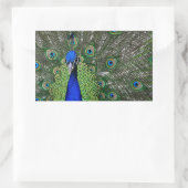 孔雀 長方形シール (バッグ)