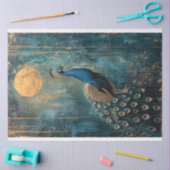 孔雀，青，緑と金ゴールド，月光，新しい 薄葉紙 (クラフト)