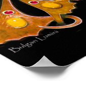 孔雀,黄色の赤い紫の黒 ポスター (角)