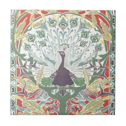 孔雀Nouveeau タイル (正面)