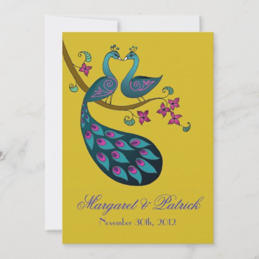 孔雀Peahenの保存日付(マスタード) セーブザデート (正面)