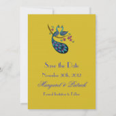 孔雀Peahenの保存日付(マスタード) セーブザデート (裏面)