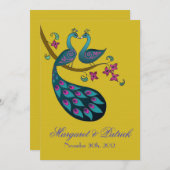 孔雀Peahenの保存日付(マスタード) セーブザデート (正面/裏面)