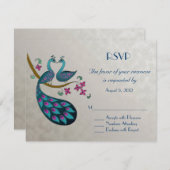 孔雀RSVPの銀 出欠カード (正面/裏面)