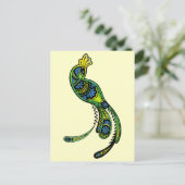 孔雀Ver 2はがき ポストカード (スタンド正面)