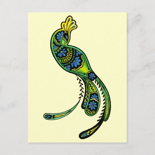 孔雀Ver 2はがき ポストカード (正面)