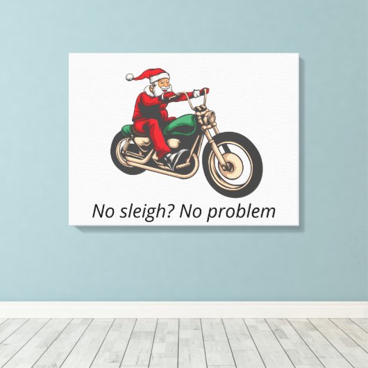 字幕を追加カスタマイズChristmas Santaバイクもしくは自転車に乗る人 キャンバスプリント (インサイチュ (ウッドフロア))